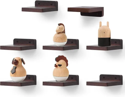 Vista 21 de Estantes flotantes pequeños, repisas de exhibición, juego de 6 mini estantes, estante de madera rústica para dormitorio, sala de estar, cocina