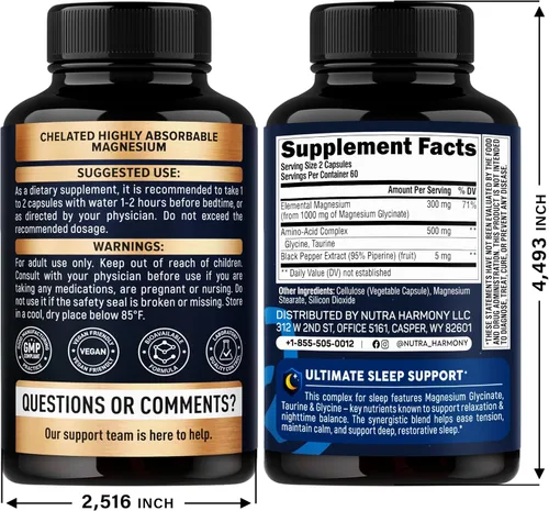 Vista 3 de NUTRAHARMONY GABA L-teanina y glicinato de magnesio con cápsulas de glicina