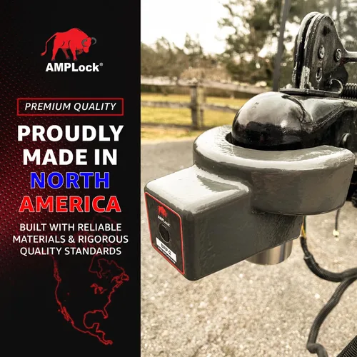 Vista 6 de AMPLock - U-BRP2 Candado de acople de remolque resistente, candado de 2" para RV y botes, accesorios para remolques de viaje, acoplador de bola