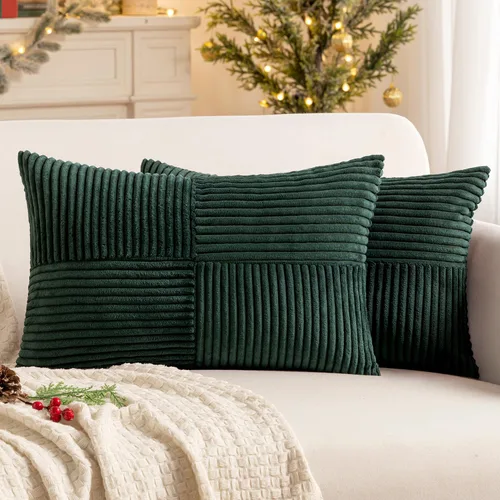 Vista 70 de MIULEE - Juego de 2 fundas de pana suave para cojines, diseño bohemio con parches texturizados unicolor, almohadones decorativos para sala de estar