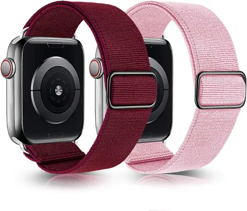 Vista 9 de Correa elástica Solo Loop Compatible con Apple Watch Band de 1.49, 1.57, 1.61, 1.65, 1.73, 1.77, 1.7, 1.97 pulgadas, Boho Bands para iWatch Series