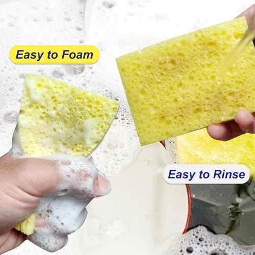 Vista 3 de CELOX Esponjas de doble cara impresas con limón, esponja antiarañazos para limpieza de cocina, 4.5 x 2.8 x 0.8 pulgadas (6)