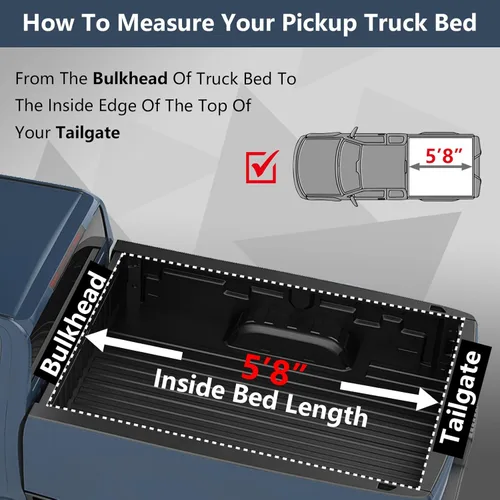 Vista 2 de Cubierta rígida de cama de camioneta de tres pliegues de 5'8" para cubierta tonneau Silverado Sierra 1500 2007-2026 Fleetside