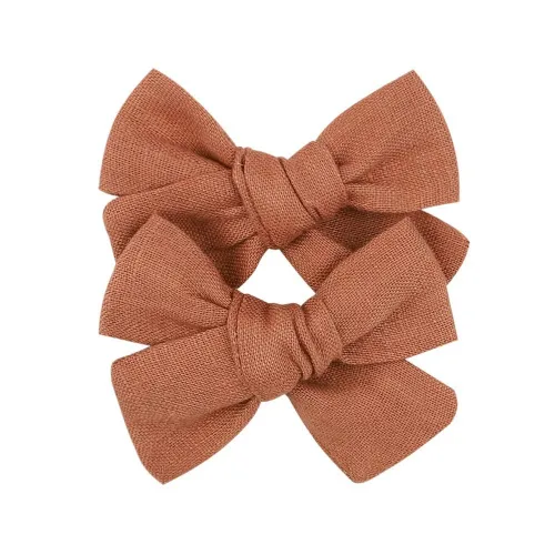 Vista 10 de Pinzas para el cabello de lino marrón de 3.2 pulgadas para niñas, pinzas de cocodrilo, accesorios para el cabello para niñas pequeñas, niños