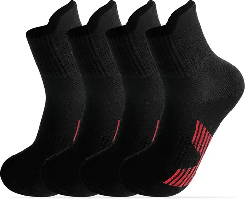 BAYKUORA Calf 100% Cotton Socks for Men,Mid Casual Ankle Socks for Mens,Athletic Towel Sock with Cushion,4 Pairs