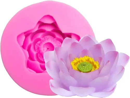 Molde de jabón de silicona en forma de flor de loto 3D, molde de cera para hacer velas, molde de resina epoxi DIY