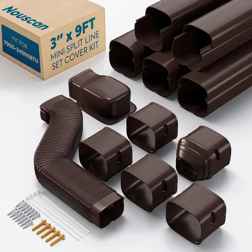 Vista 15 de Cubierta de Conjunto de Líneas de Mini Split de 3" 13 Pies con Conducto Flexible, Kit de Cubierta de Líneas Minisplit Decorativa de PP Mejorado