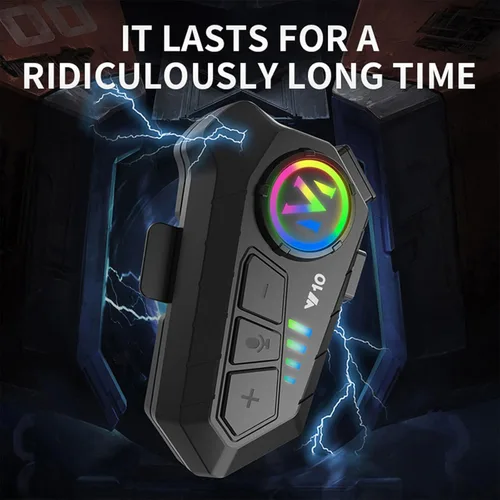 Vista 4 de Y10 Audífonos Bluetooth para casco de motocicleta, auriculares Bluetooth 5.3, reducción inteligente de ruido, calidad de sonido de nivel HiFi