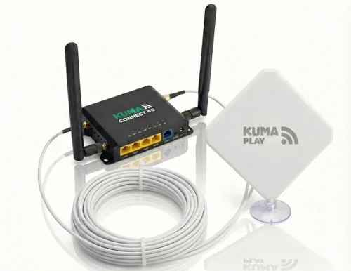 KUMA Kit WiFi Connect Play 4G | Hotspot móvil para Internet estable de RV | Módem de tarjeta SIM y enrutador conecta 32 dispositivos | Incluye
