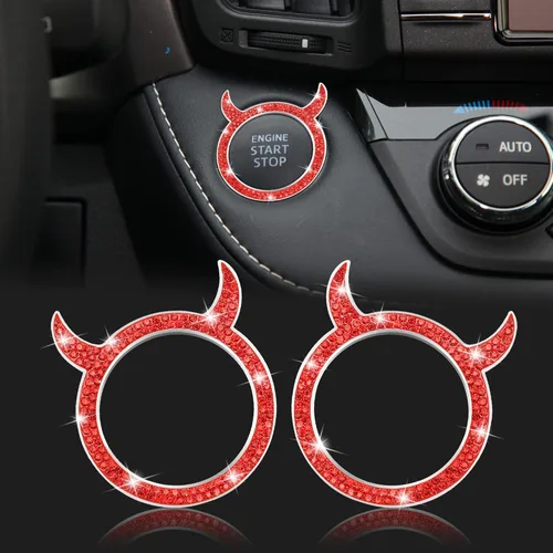 Vista 8 de WINKA Bling Cubierta del Botón de Arranque del Motor del Coche Universal Push Start Stop Trim Anillo de Encendido Tapa Decoraciones 2 piezas