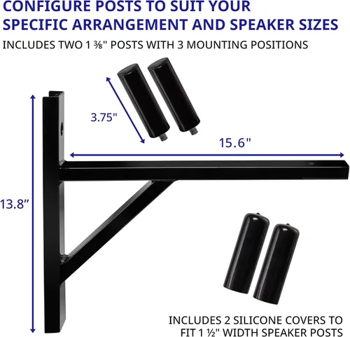 Vista 2 de LyxPro LYXWSB15B - Soporte de altavoz de montaje en pared para audio profesional, juego de 2 pares de soportes de metal resistente, soporta 90