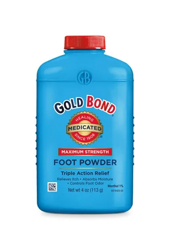 Gold Bond Polvo para pies medicado 4 oz., Control de olor y alivio de la picazón de máxima potencia