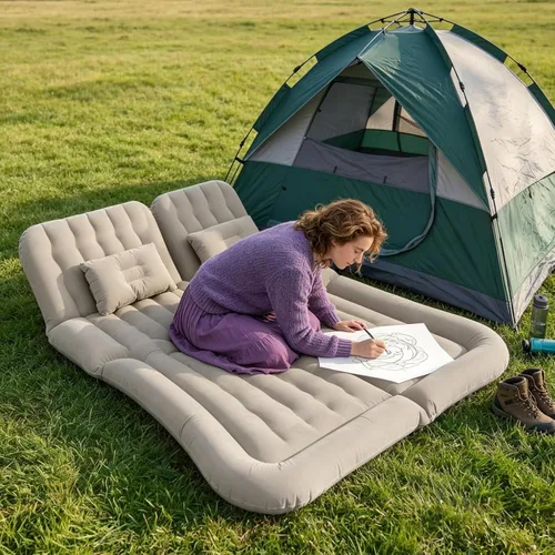 Vista 9 de SUV Air Mattress, Gray Inflatable Car Mattress with 12V Pump for Camping Grey