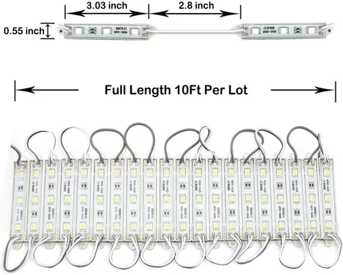 Vista 8 de Luces LED para tiendas, 3 LED, 40 unidades, 5050, luces LED impermeables para ventana, luces decorativas superbrillantes con cinta adhesiva