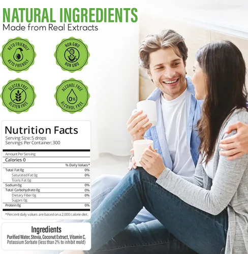 Vista 6 de Stevia Drops Coconut, Black Cherry, & Hazelnut Stevia Select Keto Coffee Sugar-Free Stevia Flavors Bundle (3) Pack