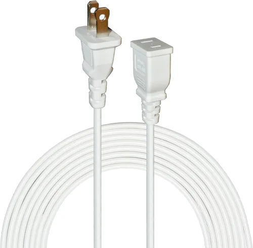 Vista 19 de Cable de extensión delgado blanco de 15 pies, cable de extensión de 2 puntas para uso en interiores y exteriores con una sola toma de corriente