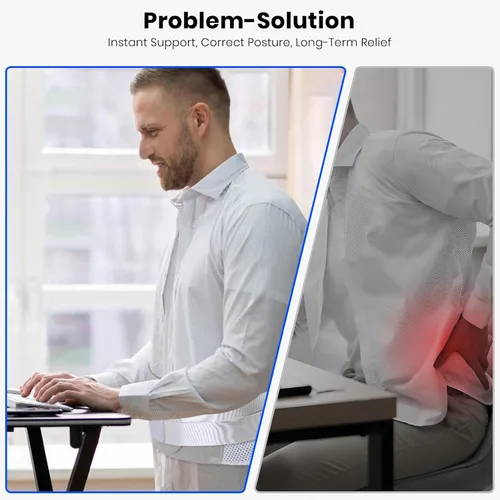 Vista 5 de Soporte de espalda para dolor de espalda baja, para mujeres y hombres, corrector de postura de espalda baja con 3 almohadillas lumbares, cinturón