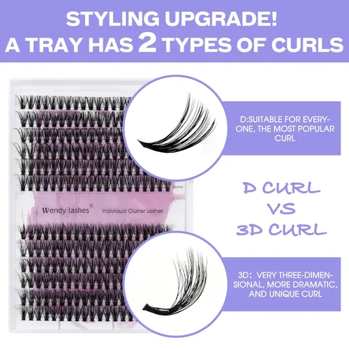 Vista 2 de Racimos de pestañas individuales, racimos de pestañas 40D+3D, extensión de pestañas para colocar en casa, 16-20mm, rizado C/D, pestañas en racimo
