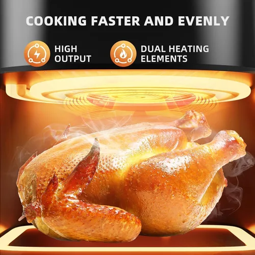 Vista 7 de Freidora de aire, freidoras de aire de 6 cuartos de galón con pantalla táctil de vidrio, ventanas transparentes, horno freidora de aire inoxidable