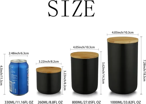 Vista 2 de Recipiente de cerámica para almacenamiento de alimentos, diseño moderno, con tapa de bambú hermética, para té, café, especias, frutos secos