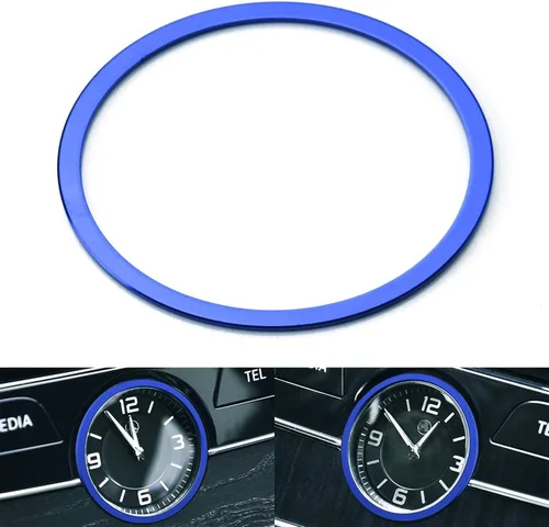 Vista 9 de iJDMTOY Anillo decorativo de aluminio azul para salpicadero interior de reloj analógico compatible con Mercedes W205 Clase C W213 Clase E X205 Clase