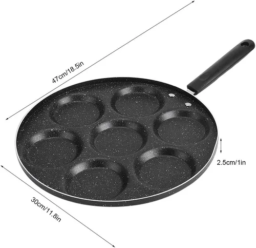 Vista 6 de Gavigain Sartén de 7 agujeros, sartén antiadherente para cocinar huevos fritos, sartén rellena para panqueques para desayuno, Aebleskiver Ebelskiver