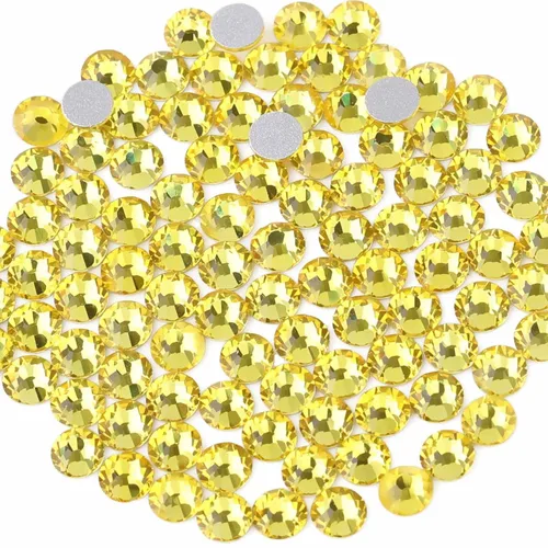 Vista 58 de Beadsland 288 diamantes de imitación de cristal con parte trasera plana, gemas redondas para arte de uñas y manualidades, pegamento, topacio, SS30