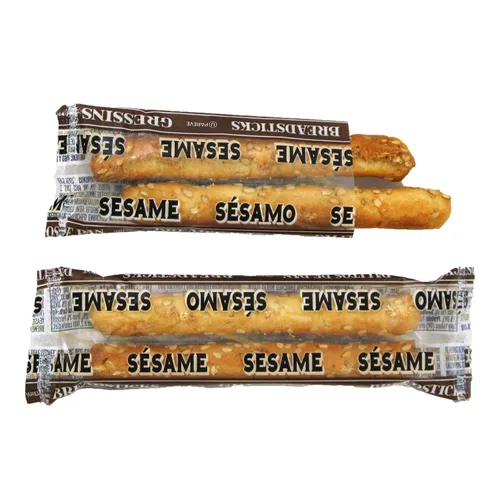 Clown Global Brands Palitos de pan de sésamo | Caja de 300 unidades | Dos palitos de pan por paquete envuelto individualmente | Sin aditivos ni
