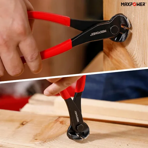 Vista 6 de MAXPOWER Juego de 3 Piezas Extractores de Clavos, Tenazas Cortantes de Extremo de 9 pulgadas, Alicates Cortantes de Extremo de 7 pulgadas, Pinzas