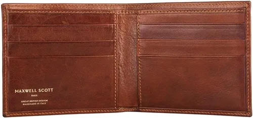 Vista 3 de Maxwell Scott - Cartera plegable de piel de lujo para hombre The Vittore Billetera clásica para recibos, Castaño Bronceado