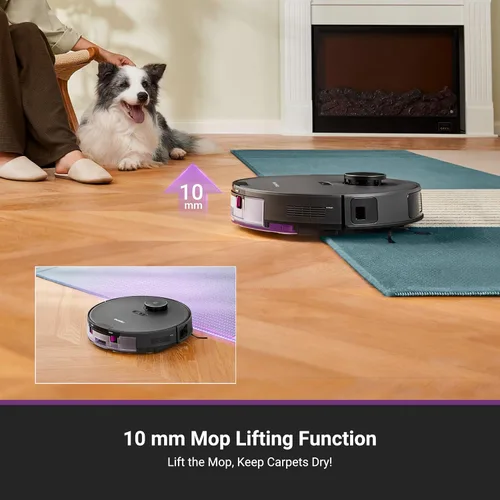 Vista 5 de Eureka Aspiradora robot E20 con estación de vaciado automático sin bolsa, combo robótico de aspiradora y trapeador, capacidad de 45 días, succión