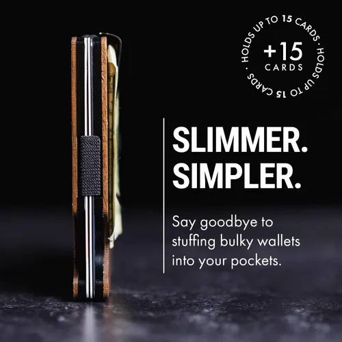 Vista 2 de Mountain Voyage - Cartera minimalista para hombre, billetera delgada con RFID, resistente a los arañazos, soporte para tarjetas de crédito y clip