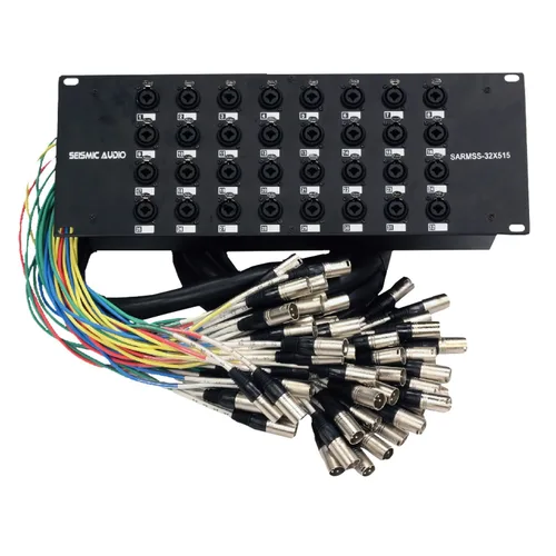 Vista 15 de Seismic Audio SARMSS-16x515 - Cable divisor de serpiente de 16 canales XLR TRS combinado para montaje en rack - Troncos XLR de 1.5 y 4.6 metros