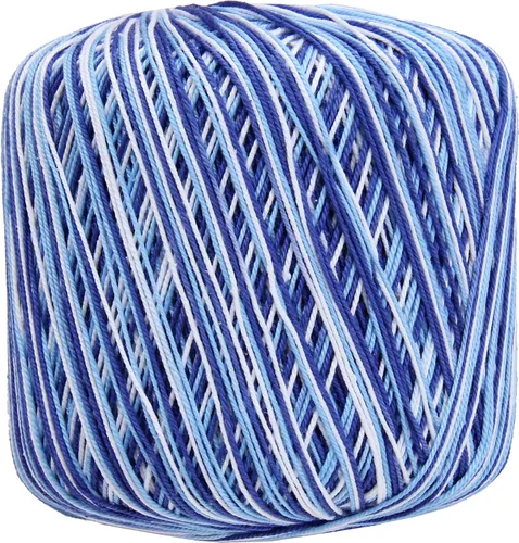Vista 34 de Threadart Hilo de ganchillo multicolor 100% algodón puro - Azul mezclilla abigarrado - Talla 3 - Color 49