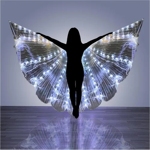 Vista 8 de lightsfever, Alas de hadas grandes iluminadas, blanco frío, alas de isis, disfraz de capa iluminada, alas de mariposa iluminadas, capa LED, alas