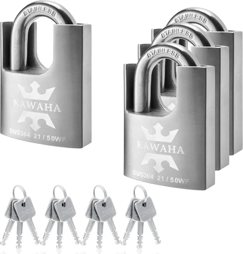 Vista 9 de 21/40-2PS Candado con Funda de Acero Inoxidable de Alta Seguridad con Llave de Acero Inoxidable para Uso en Interior y Exterior