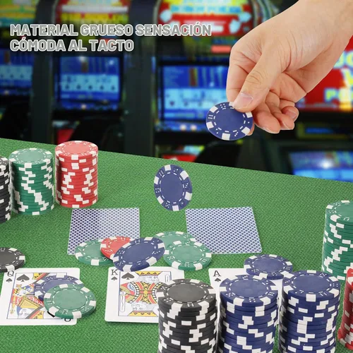 Vista 4 de Fichas de póquer de 11.5 gramos, 100 piezas de fichas de póquer de casino para Texas Hold'em, fichas de blackjack, kit de juegos de póquer de 4