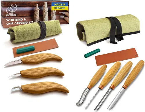BeaverCraft SC01 Juego de cinceles para tallar madera S15 Kit de tallado de madera para principiantes niños