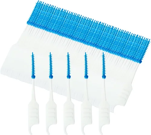 Vista 4 de 200 cepillos interdentales de silicona de doble extremo, palillo de dientes de doble extremo, selección de hilo dental con cerdas de silicona