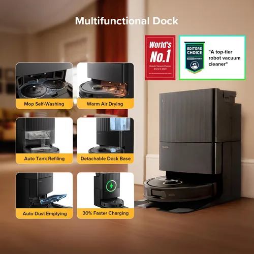 Vista 3 de roborock Qrevo S5V Robot Vacuum and Mop, FlexiArm Edge Mopping, 12,000Pa