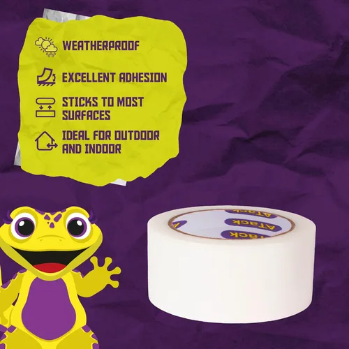 Vista 2 de ATack Cinta adhesiva de algodón transparente, 2 pulgadas x 30 yardas, cinta adhesiva transparente fácil de rasgar a mano para uso comercial