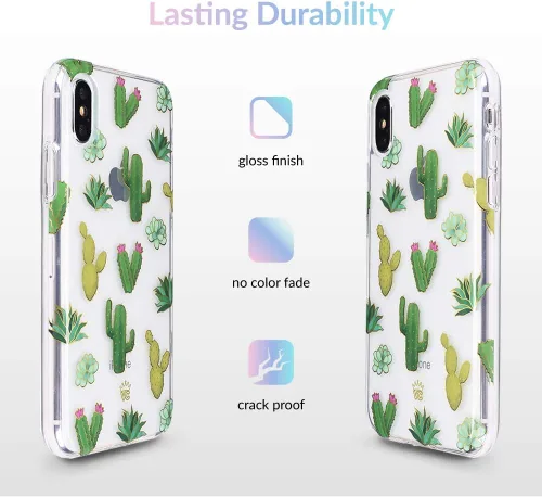 Vista 5 de Velvet Caviar Compatible con iPhone Xs Max Funda Cactus para mujeres y niñas - Lindas fundas protectoras transparentes para teléfono