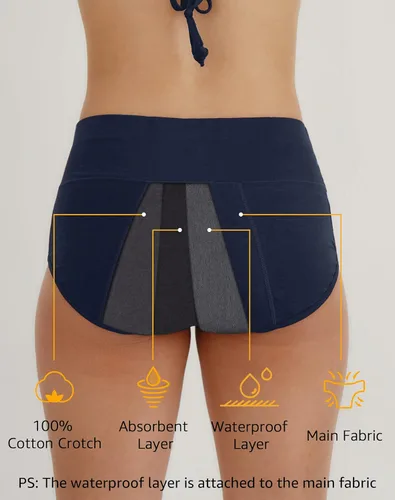 Vista 4 de INNERSY - Paquete de 3 calzones de algodón protectores, ultra suaves, posparto, ropa interior para el período menstrual (ámate primero)