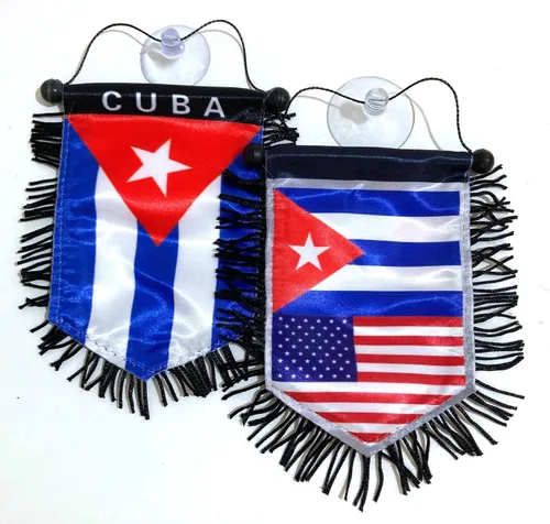 Banderas cubanas para accesorios de coches Cuba pegatinas mini banners pequeña ventana retrovisor espejo colgante Se pega al vidrio Rápido Fácil