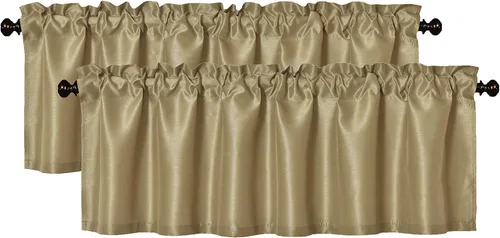 Vista 7 de Aiking Home Collection Paquete de 2 cenefas de ventana de seda sintética sólida, 56 x 16 pulgadas, aguamarina