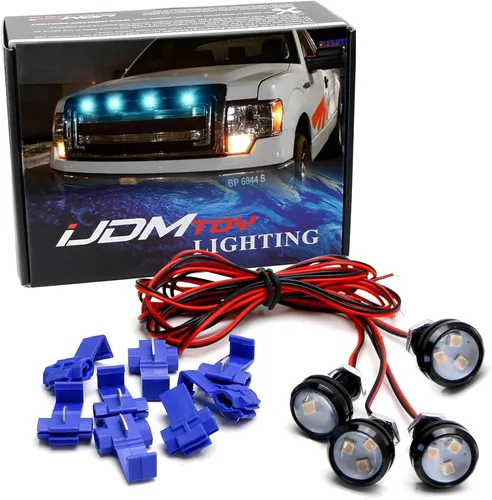 Vista 9 de iJDMTOY Juego de 4 piezas de iluminación LED de montaje de malla frontal amarillo ámbar de reacondicionamiento personalizado compatible con camiones