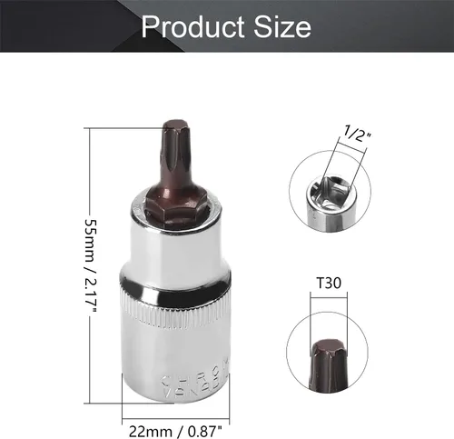 Vista 65 de Utoolmart 1/2" Drive x 0.551 in largo Hex Bit Socket, métrico, S2 y Cr-V acero 1pcs