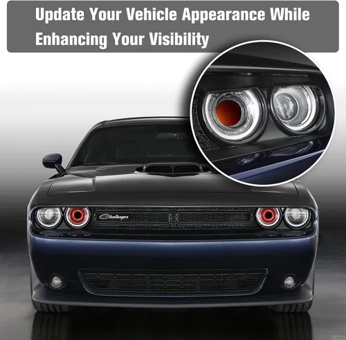 Vista 2 de Bombillas de faro LED LitMiRaCle para Dodge Challenger, ensamblaje de inserciones de aire para faros LED compatibles con Dodge Challenger 2015-2020