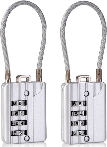 Vista 12 de SEPOX® Candado de combinación de 4 dígitos reiniciable, cable compacto de acero de vinilo de 7.1 in, bloqueo multiusos para casillero de gimnasio