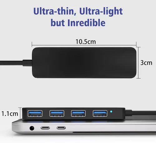 Vista 7 de Concentrador USB 3.0, divisor de concentrador USB de 4 puertos, expansor USB ultrafino, concentrador USB portátil para laptop, Xbox, unidad flash